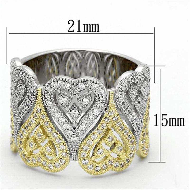 Gold Ring For Women TS126 Gold+Rhodium 925 Sterling Silver Ring with CZ