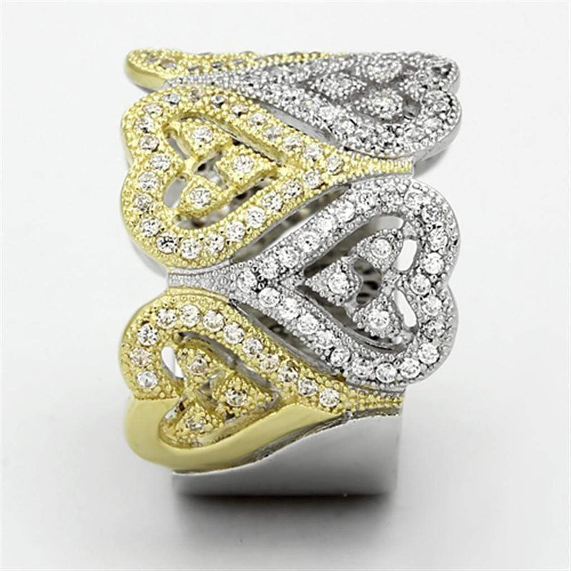 Gold Ring For Women TS126 Gold+Rhodium 925 Sterling Silver Ring with CZ