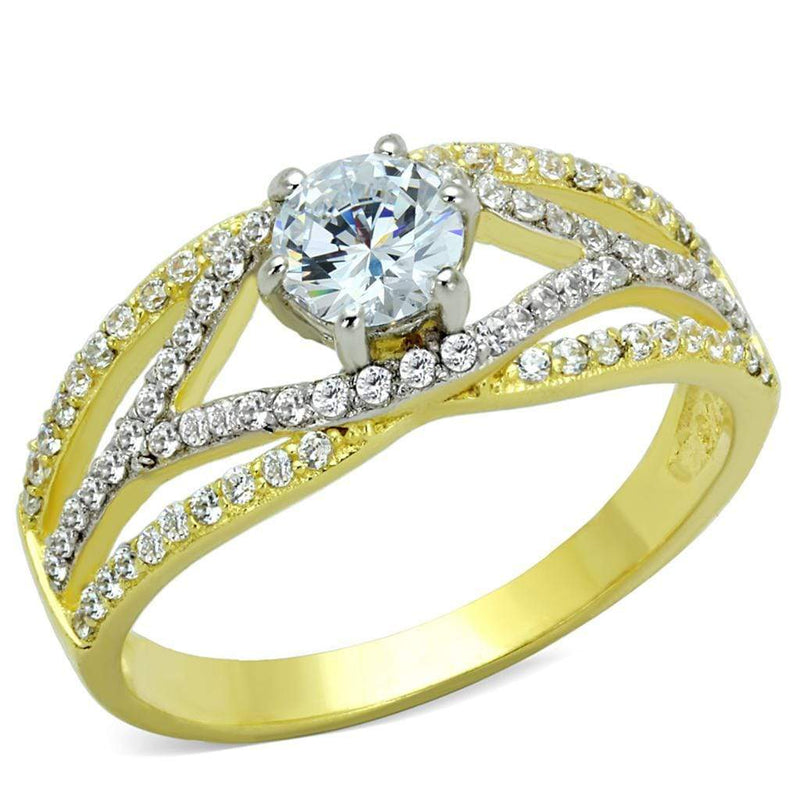 Gold Ring For Women TS200 Gold+Rhodium 925 Sterling Silver Ring with CZ