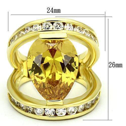 Gold Ring LOA849 Gold Brass Ring with AAA Grade CZ in Topaz