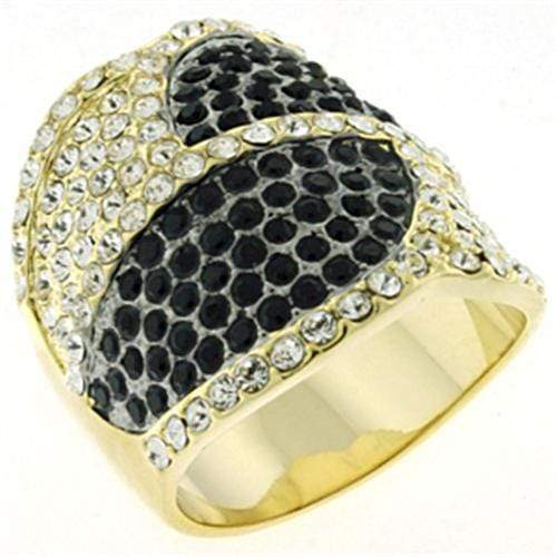 Gold Ring Set LOA607 Gold & Brush Brass Ring with Top Grade Crystal