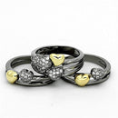 Gold Ring Set LOA875 Gold+Ruthenium Brass Ring with AAA Grade CZ