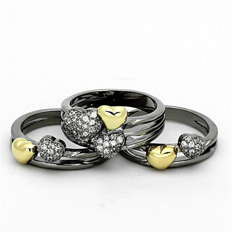 Gold Ring Set LOA875 Gold+Ruthenium Brass Ring with AAA Grade CZ