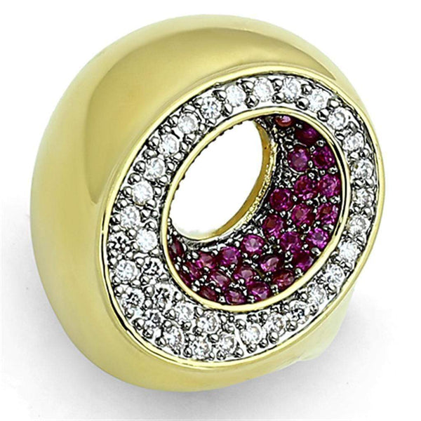 Gold Ring Set LOA902 Gold+Ruthenium Brass Ring with AAA Grade CZ in Ruby