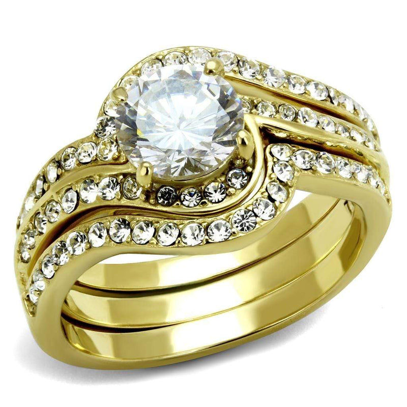 Gold Ring TK3527 Gold - Stainless Steel Ring with Top Grade Crystal