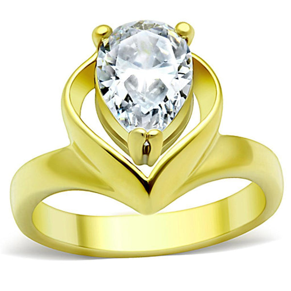 Gold Ring TK389G Gold - Stainless Steel Ring with AAA Grade CZ