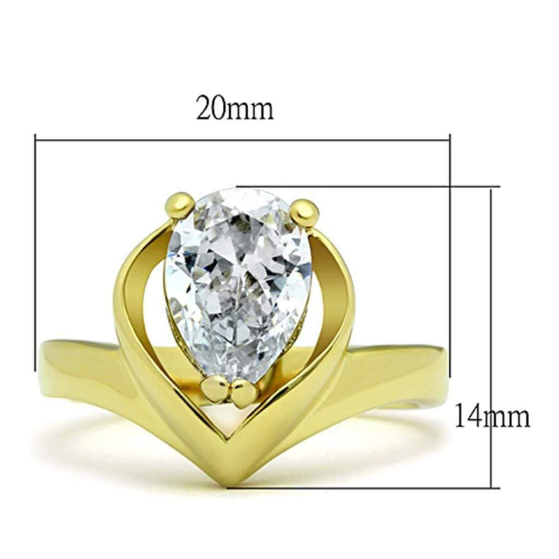 Gold Ring TK389G Gold - Stainless Steel Ring with AAA Grade CZ