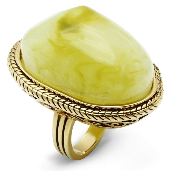 Gold Ring VL005 Gold - Brass Ring with Synthetic in Apple Green color