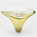 Gold Ring VL082 Gold - Brass Ring with Synthetic in White