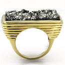 Gold Ring VL088 Gold - Brass Ring with Synthetic in Jet