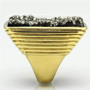 Gold Ring VL088 Gold - Brass Ring with Synthetic in Jet