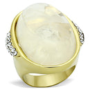 Gold Ring VL108 Gold - Stainless Steel Ring with Synthetic