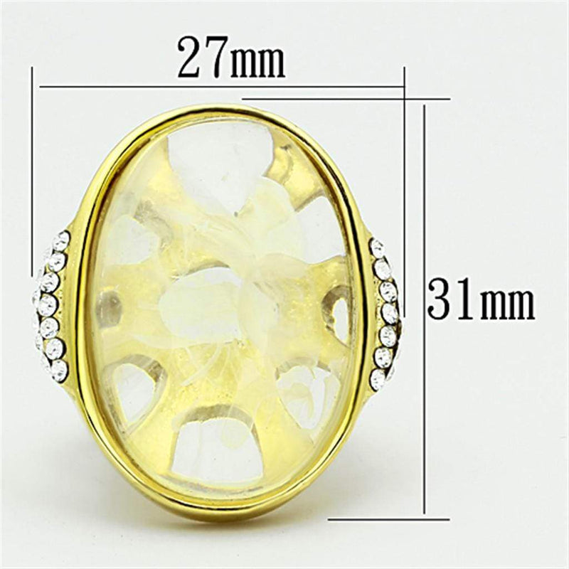 Gold Ring VL108 Gold - Stainless Steel Ring with Synthetic