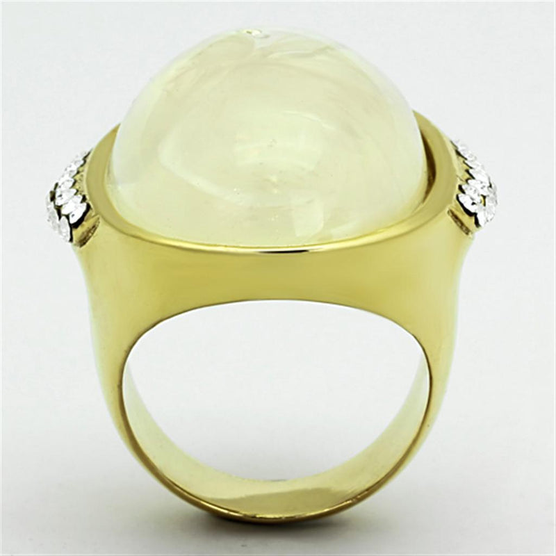 Gold Ring VL108 Gold - Stainless Steel Ring with Synthetic