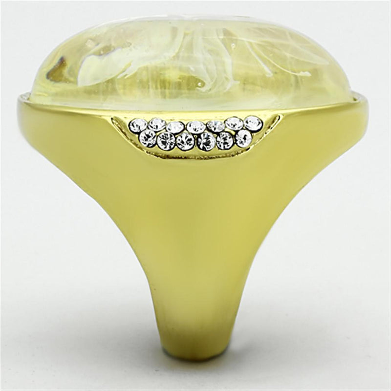 Gold Ring VL108 Gold - Stainless Steel Ring with Synthetic