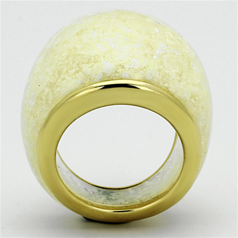 Silver Jewelry Rings Gold Ring VL109 Gold - Stainless Steel Ring with Synthetic Alamode Fashion Jewelry Outlet