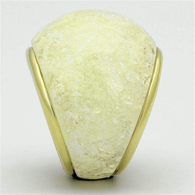 Silver Jewelry Rings Gold Ring VL109 Gold - Stainless Steel Ring with Synthetic Alamode Fashion Jewelry Outlet