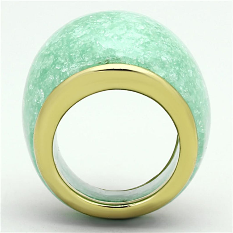Gold Ring VL110 Gold - Stainless Steel Ring with Synthetic in Emerald
