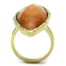 Silver Jewelry Rings Gold Ring VL120 Gold - Stainless Steel Ring with Synthetic in Orange Alamode Fashion Jewelry Outlet