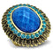 Gold Ring VL121 Gold - Stainless Steel Ring with Synthetic in Sea Blue