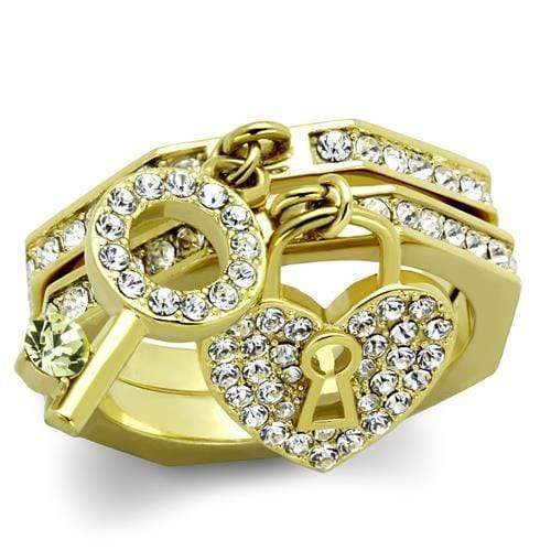 Gold Stackable Ring TK2127 Gold - Stainless Steel Ring with Crystal