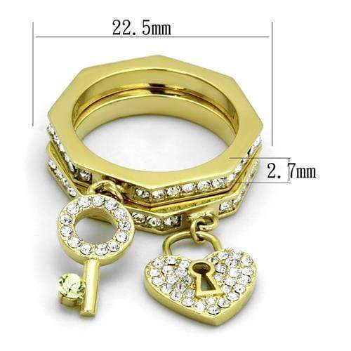 Gold Stackable Ring TK2127 Gold - Stainless Steel Ring with Crystal