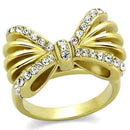 Gold Stackable Ring TK2128 Gold - Stainless Steel Ring with Crystal