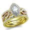 Gold Stackable Ring TK2129 Two-Tone Gold - Stainless Steel Ring with CZ