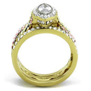 Gold Stackable Ring TK2129 Two-Tone Gold - Stainless Steel Ring with CZ