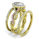 Gold Stackable Ring TK2129 Two-Tone Gold - Stainless Steel Ring with CZ