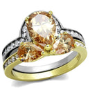 Gold Stackable Ring TK2132 Two-Tone Gold - Stainless Steel Ring with CZ