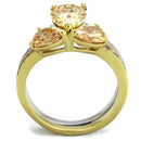 Gold Stackable Ring TK2132 Two-Tone Gold - Stainless Steel Ring with CZ