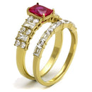 Gold Stackable Ring TK2134 Gold - Stainless Steel Ring with CZ in Ruby