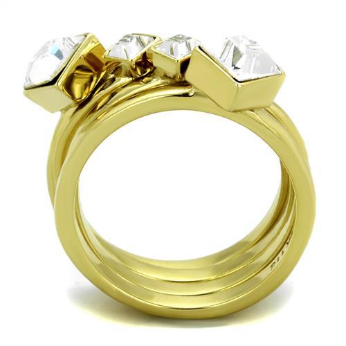 Gold Stackable Ring TK2158 Gold - Stainless Steel Ring with Crystal