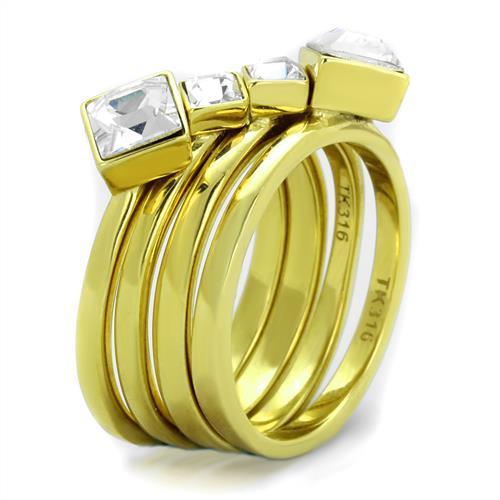 Gold Stackable Ring TK2158 Gold - Stainless Steel Ring with Crystal