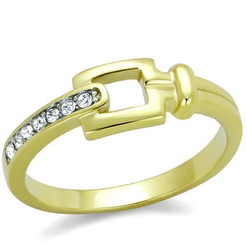 Gold Stackable Ring TK2164 Two-Tone Gold - Stainless Steel Ring with Crystal