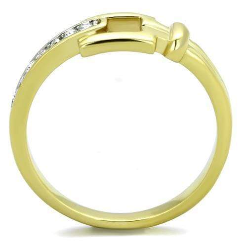 Gold Stackable Ring TK2164 Two-Tone Gold - Stainless Steel Ring with Crystal