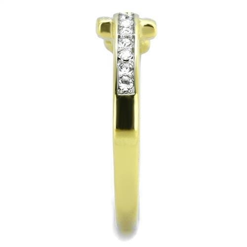 Gold Stackable Ring TK2164 Two-Tone Gold - Stainless Steel Ring with Crystal