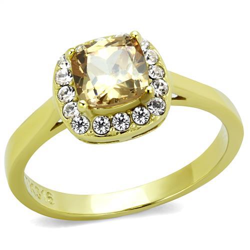 Silver Jewelry Rings Gold Stackable Ring TK2173 Gold - Stainless Steel Ring with AAA Grade CZ Alamode Fashion Jewelry Outlet