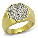 Gold Stackable Ring TK2221 Two-Tone Gold - Stainless Steel Ring with Crystal