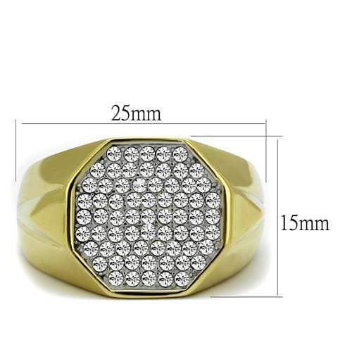 Gold Stackable Ring TK2221 Two-Tone Gold - Stainless Steel Ring with Crystal