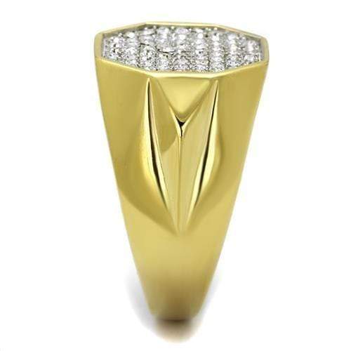 Gold Stackable Ring TK2221 Two-Tone Gold - Stainless Steel Ring with Crystal