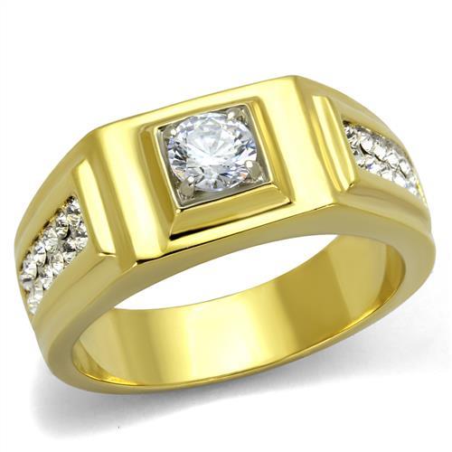 Gold Stackable Ring TK2222 Two-Tone Gold - Stainless Steel Ring with CZ