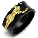 Gold Stackable Ring TK2240 Gold+ Black - Stainless Steel Ring