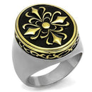 Gold Stackable Ring TK2241 Two-Tone Gold - Stainless Steel Ring with Epoxy