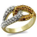 Gold Stackable Ring TK2251 Two-Tone Gold - Stainless Steel Ring with Crystal