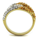 Gold Stackable Ring TK2251 Two-Tone Gold - Stainless Steel Ring with Crystal