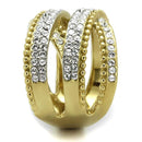 Gold Stackable Ring TK2252 Two-Tone Gold - Stainless Steel Ring with Crystal