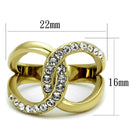 Gold Stackable Ring TK2253 Two-Tone Gold - Stainless Steel Ring with Crystal