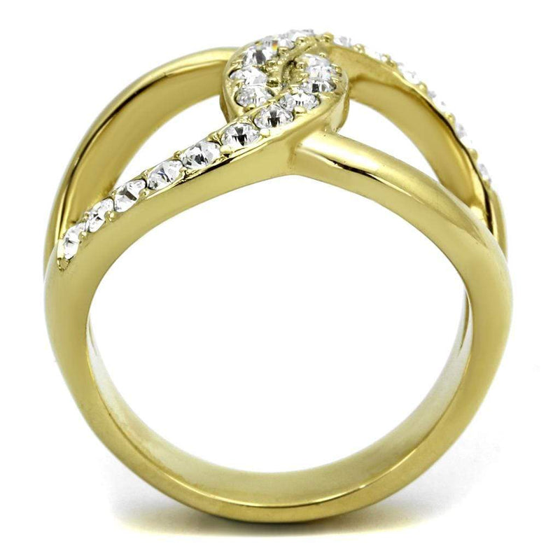 Gold Stackable Ring TK2253 Two-Tone Gold - Stainless Steel Ring with Crystal